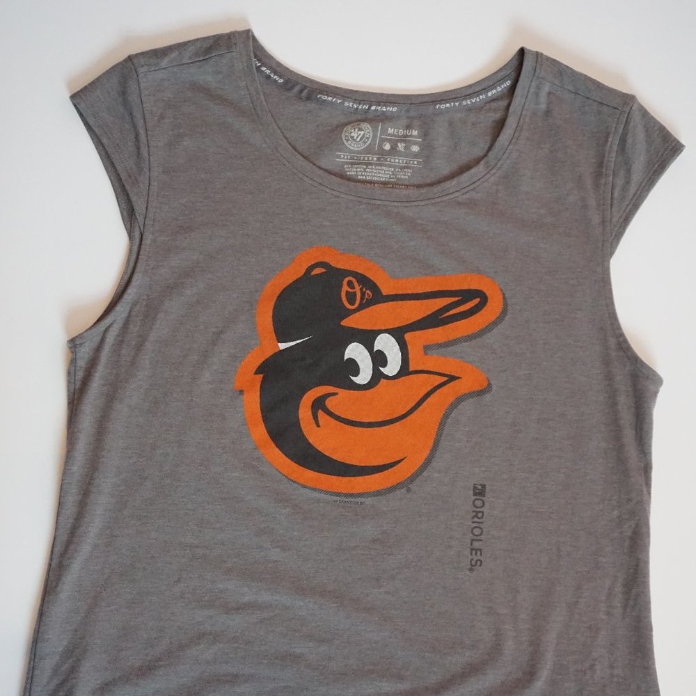 Baltimore Oriole MLB Women's 47 Brand Grey T-Shirt Size Medium